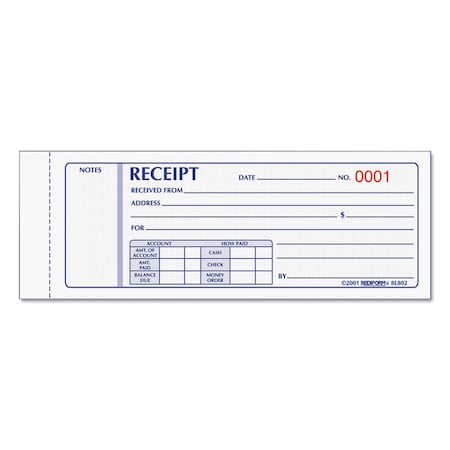 Rediform Receipt Manifold Book, Monthly, Carbonless 8L802